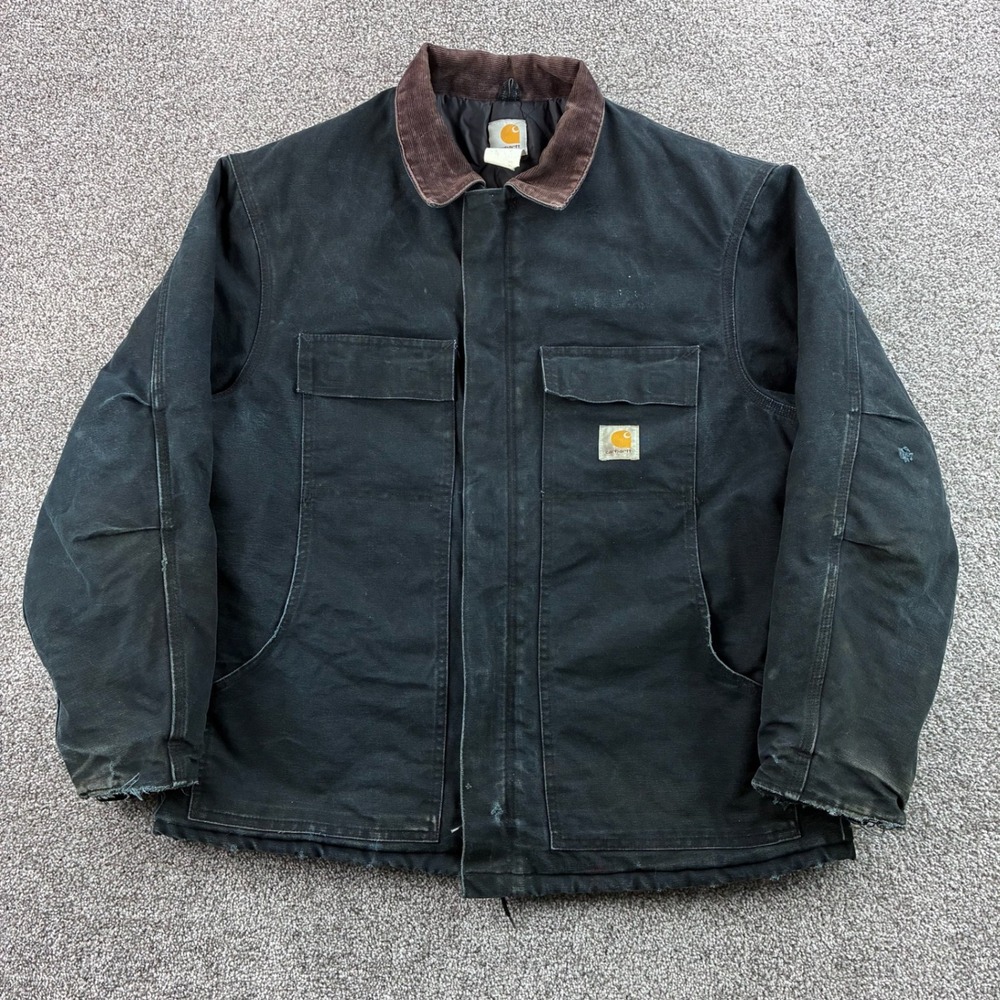 Vintage Carhartt Jacket Mens XL Black Faded Canvas Traditional Arctic Chore C03